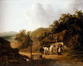 George Morland : Taking Refreshments Outside A Village Inn